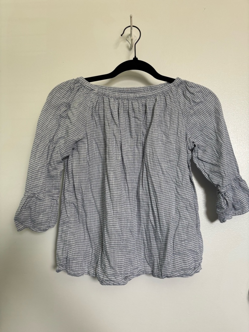 GAP Blue and White Striped Off-Shoulder Blouse